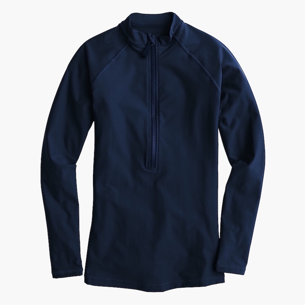 J CREW Long Sleeve Rash Guard Swim Top Navy Blue